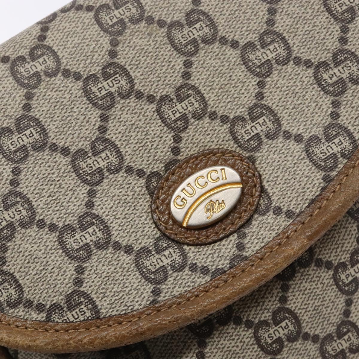 GUCCI GG Plus Supreme Shoulder Bag PVC Beige Gold Auth bs28630