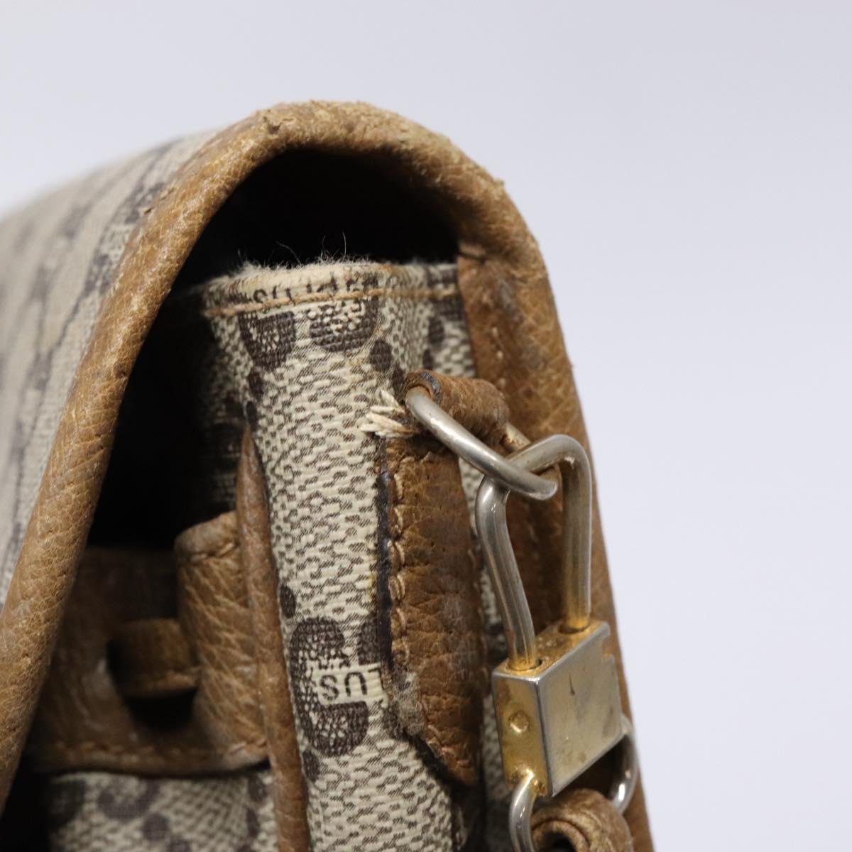 GUCCI GG Plus Supreme Shoulder Bag PVC Beige Gold Auth bs28630