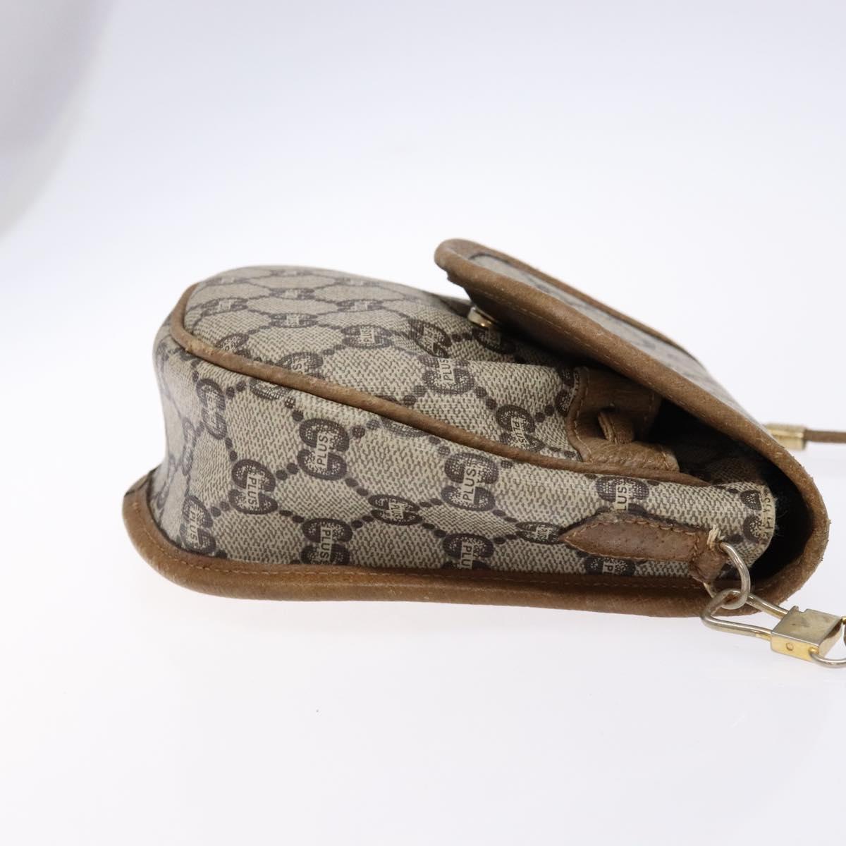 GUCCI GG Plus Supreme Shoulder Bag PVC Beige Gold Auth bs28630