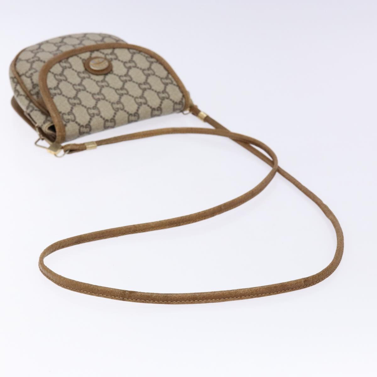 GUCCI GG Plus Supreme Shoulder Bag PVC Beige Gold Auth bs28630