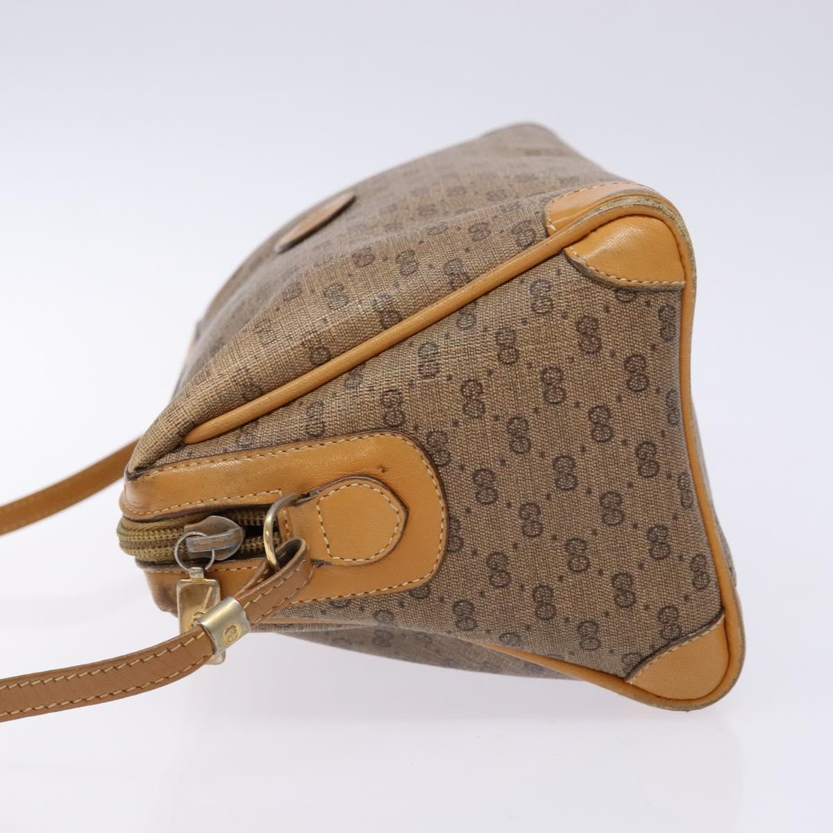 GUCCI Micro GG Supreme Shoulder Bag PVC Beige Gold Auth bs28631