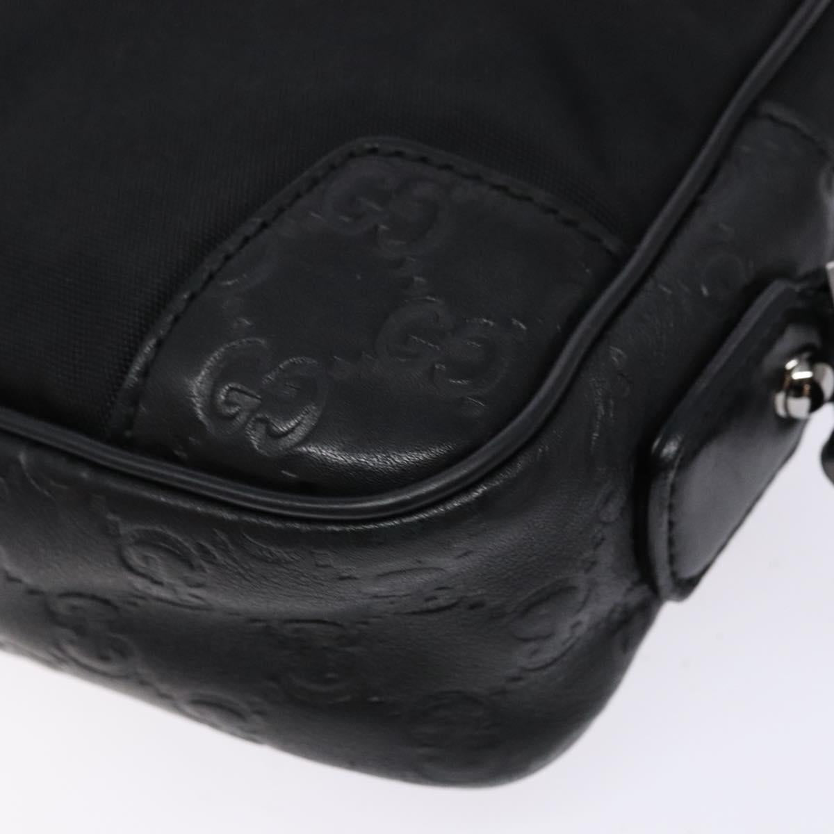 GUCCI GG Canvas Guccissima Clutch Bag Leather nylon Black 162782 Auth bs28636