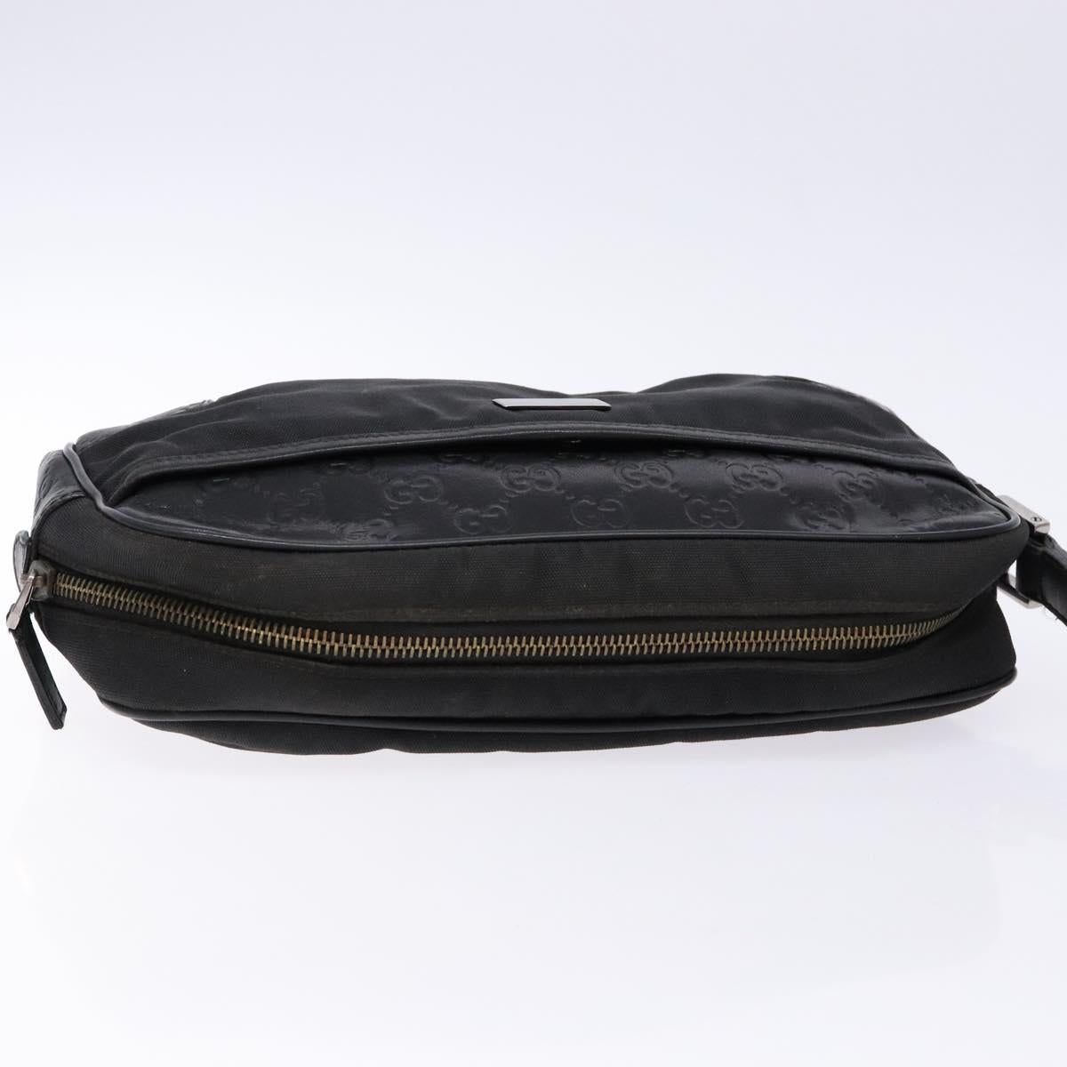 GUCCI GG Canvas Guccissima Clutch Bag Leather nylon Black 162782 Auth bs28636