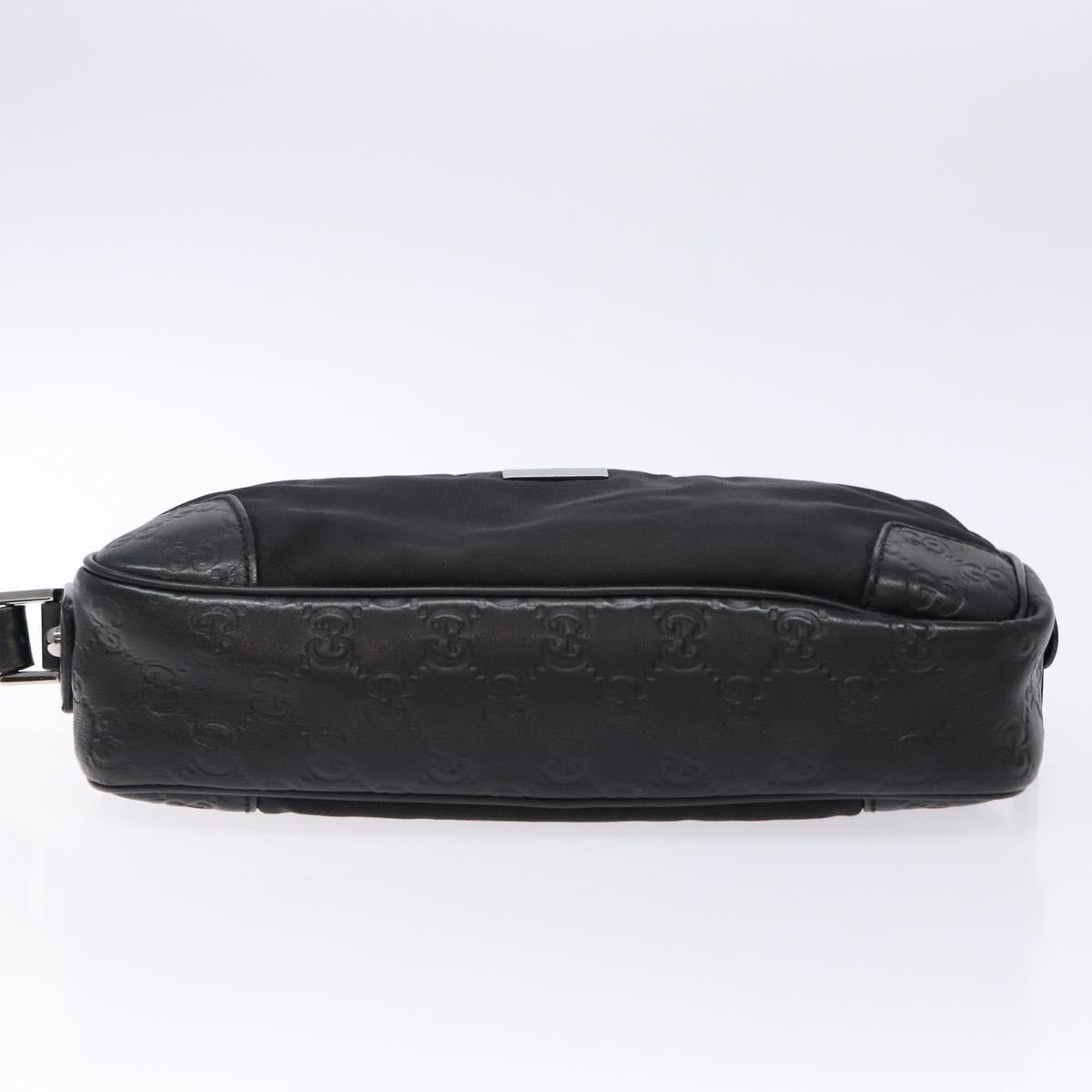 GUCCI GG Canvas Guccissima Clutch Bag Leather nylon Black 162782 Auth bs28636
