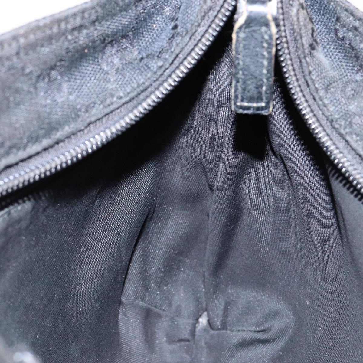 GUCCI GG Canvas Web Sherry Line Shoulder Bag Black Silver 189749 Auth bs28637