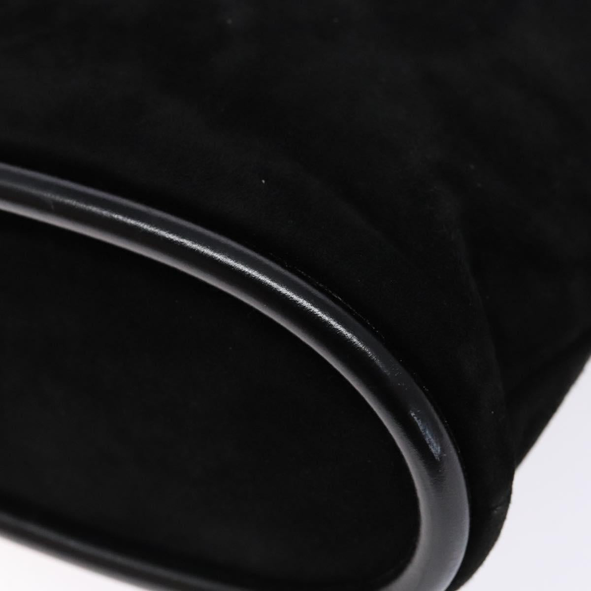 GUCCI Shoulder Bag Suede Black Gold Auth bs28638