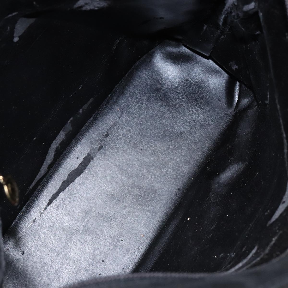 GUCCI Shoulder Bag Suede Black Gold Auth bs28638