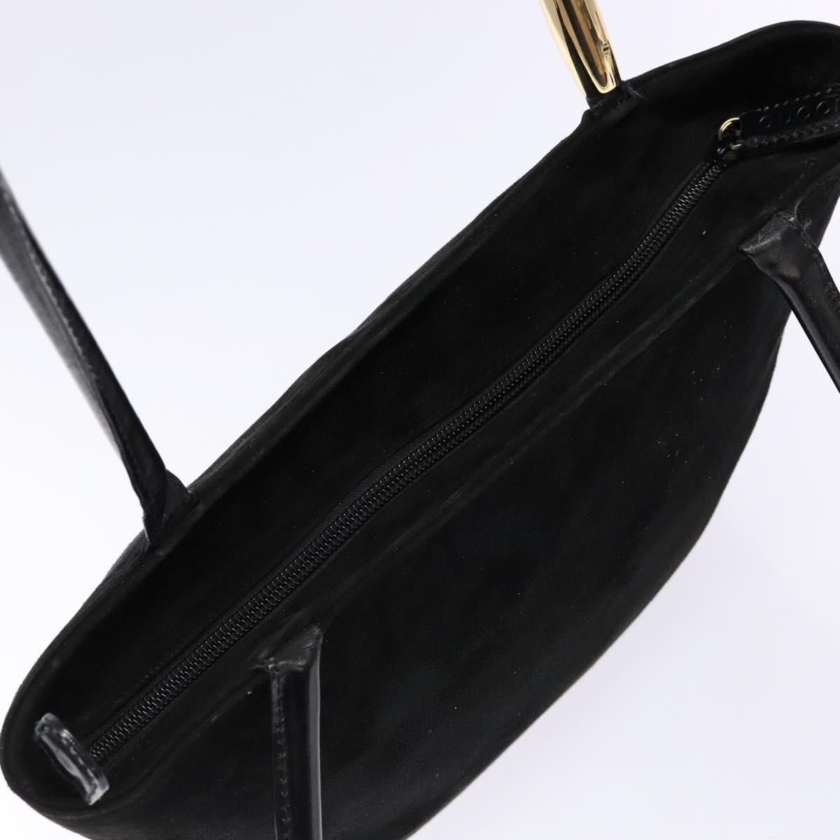 GUCCI Shoulder Bag Suede Black Gold Auth bs28638