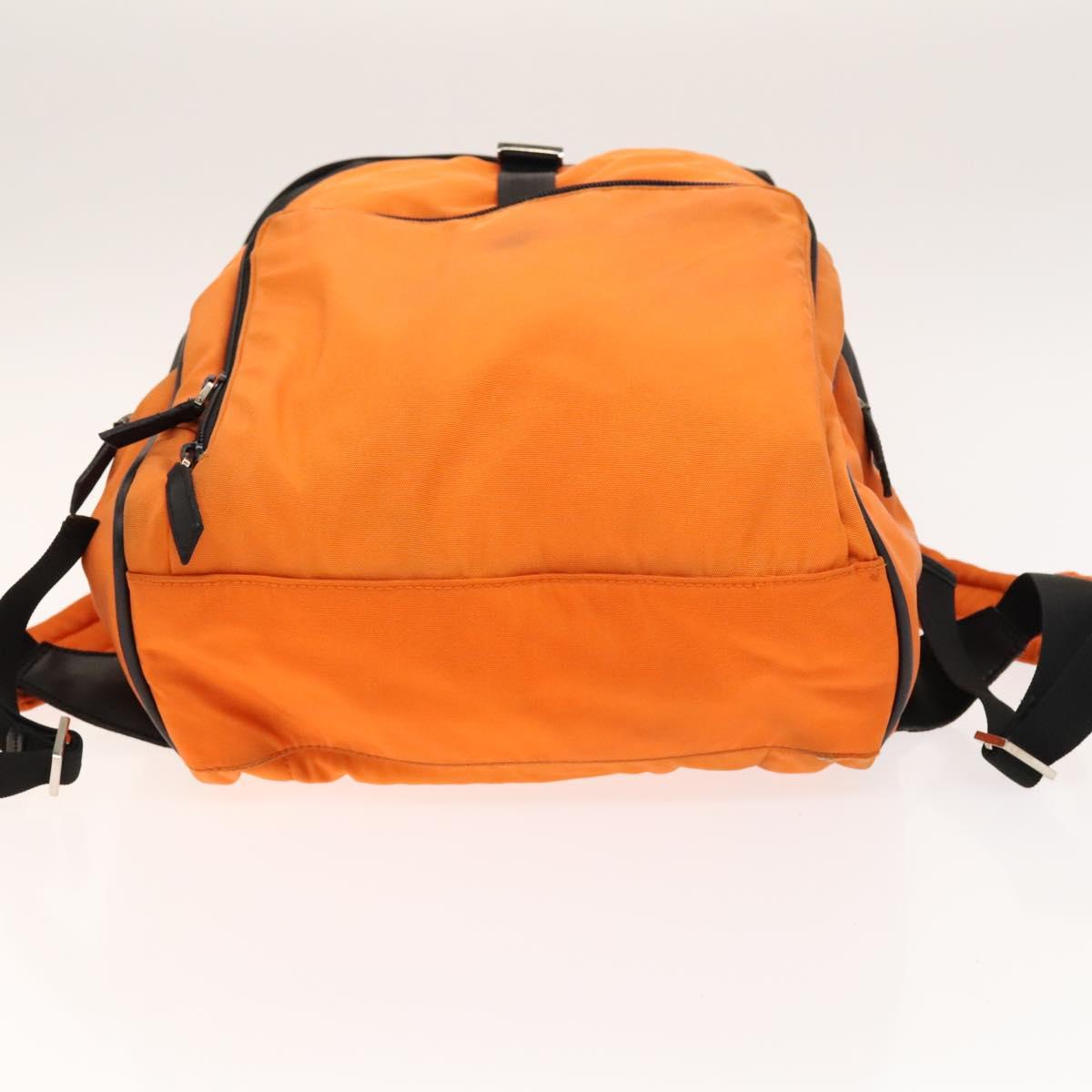 GUCCI Backpack Nylon Leather Orange Black Silver Auth bs28642