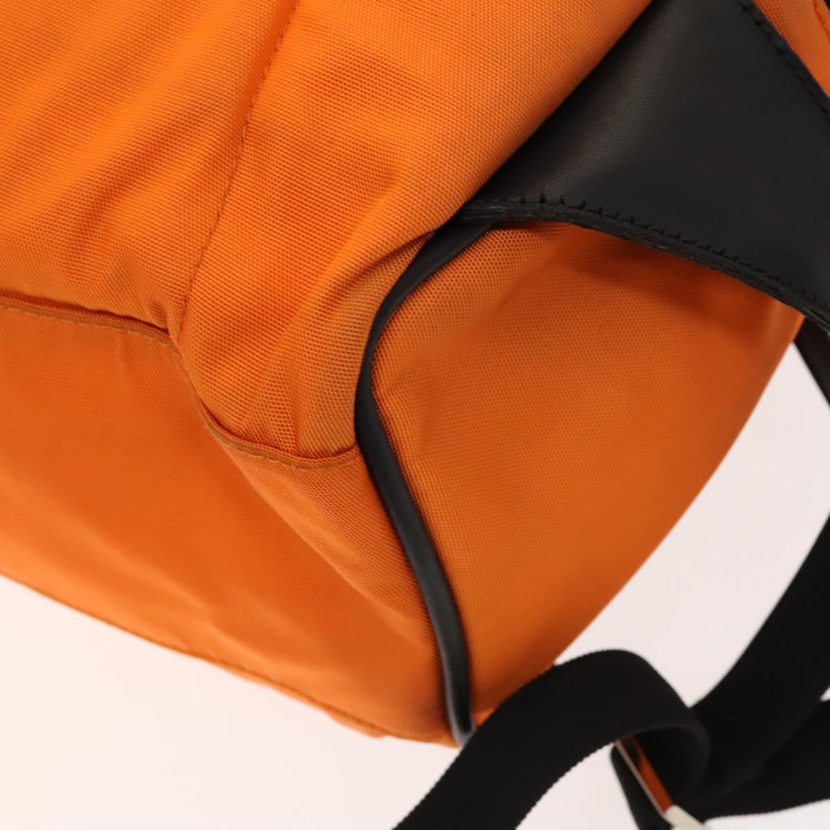 GUCCI Backpack Nylon Leather Orange Black Silver Auth bs28642