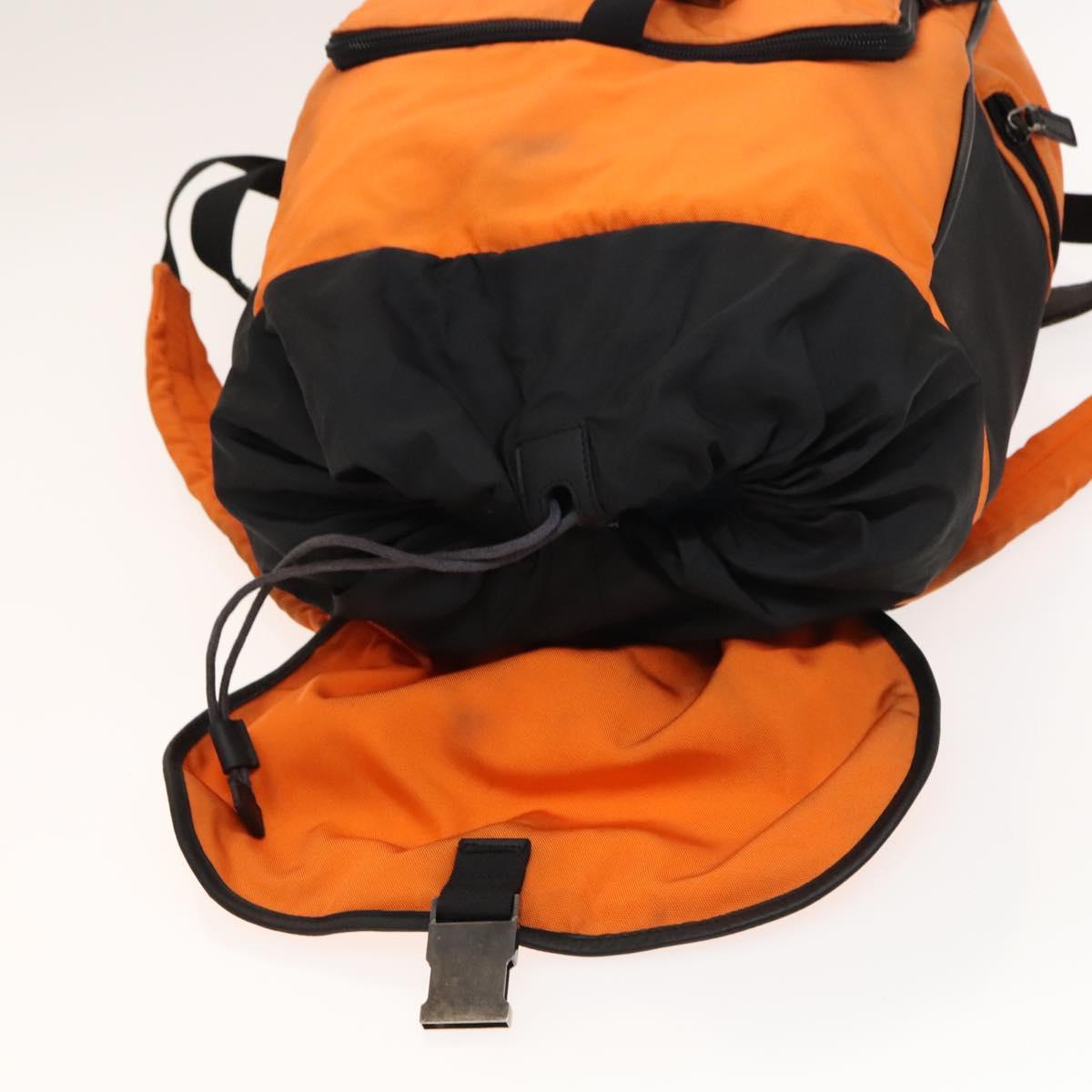 GUCCI Backpack Nylon Leather Orange Black Silver Auth bs28642