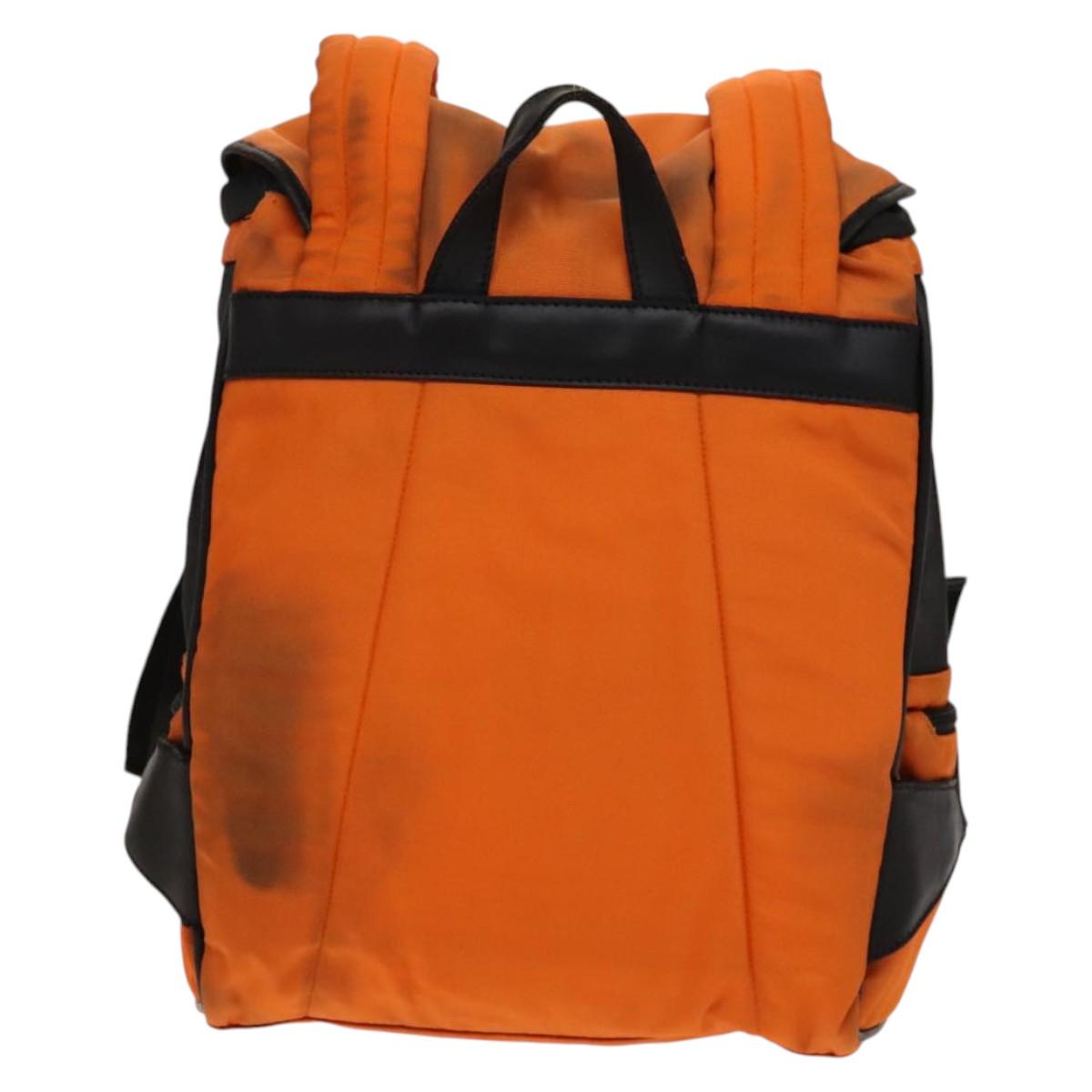 GUCCI Backpack Nylon Leather Orange Black Silver Auth bs28642