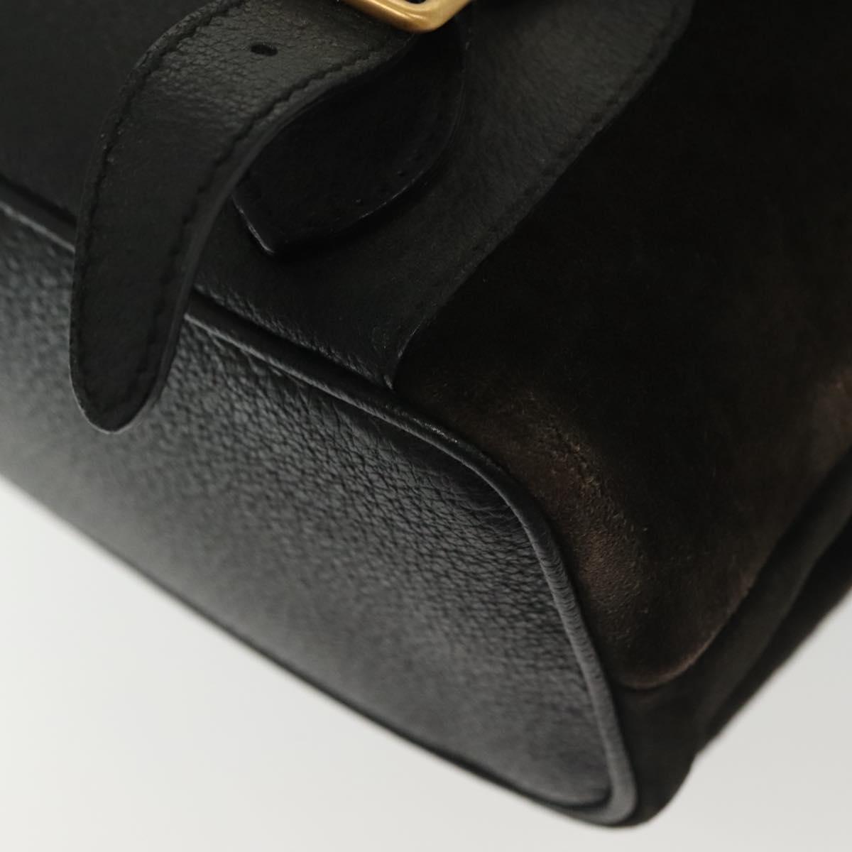 GUCCI Bamboo Backpack Suede Black Gold 003 1998 0016 Auth bs28645