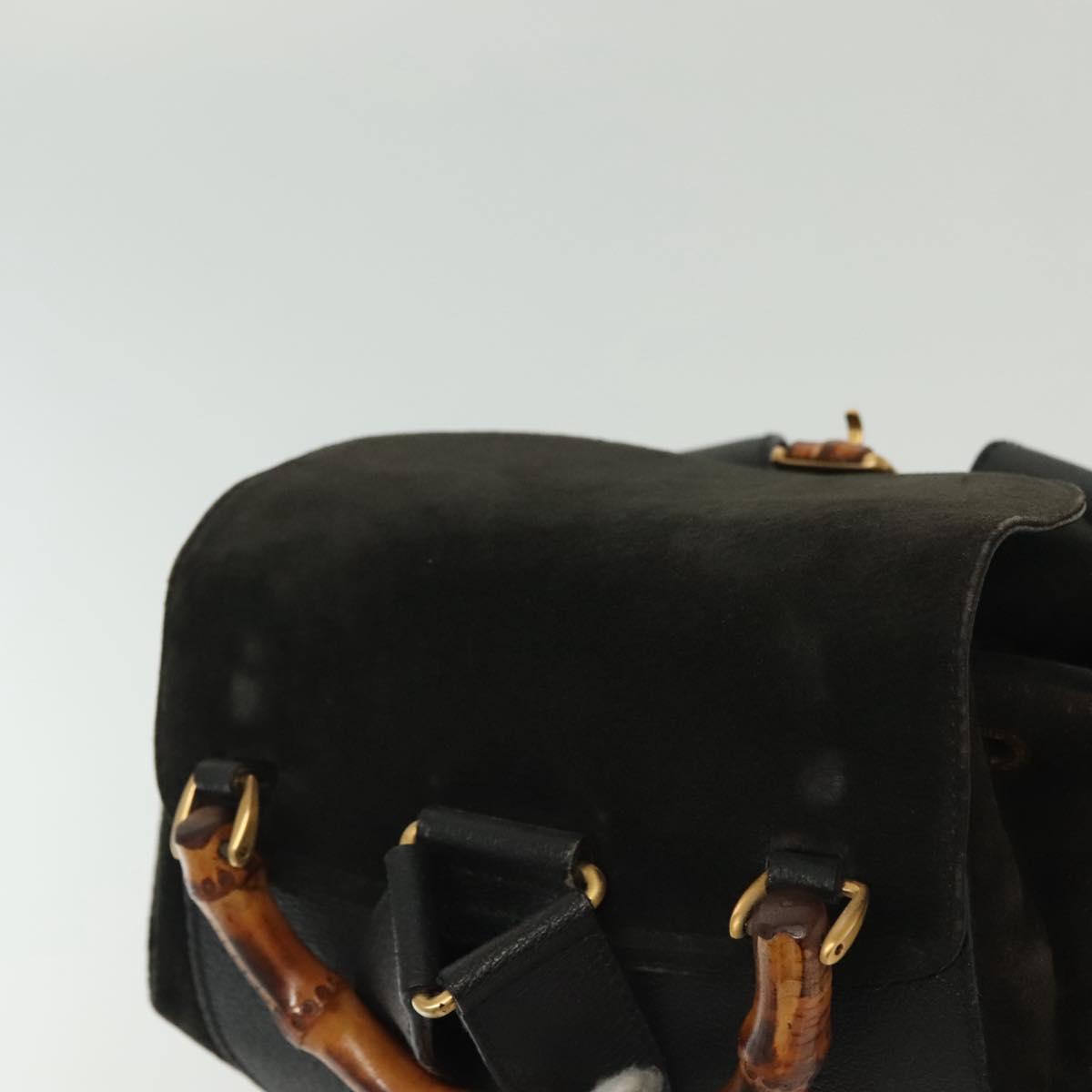 GUCCI Bamboo Backpack Suede Black Gold 003 1998 0016 Auth bs28645
