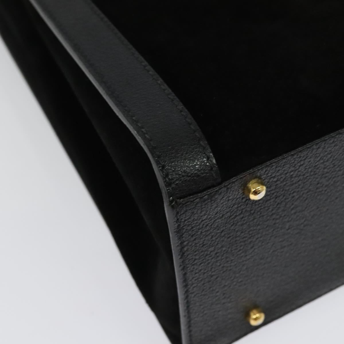 GUCCI Bamboo Hand Bag Suede Leather Black Gold 002 1186 0260 Auth bs28646