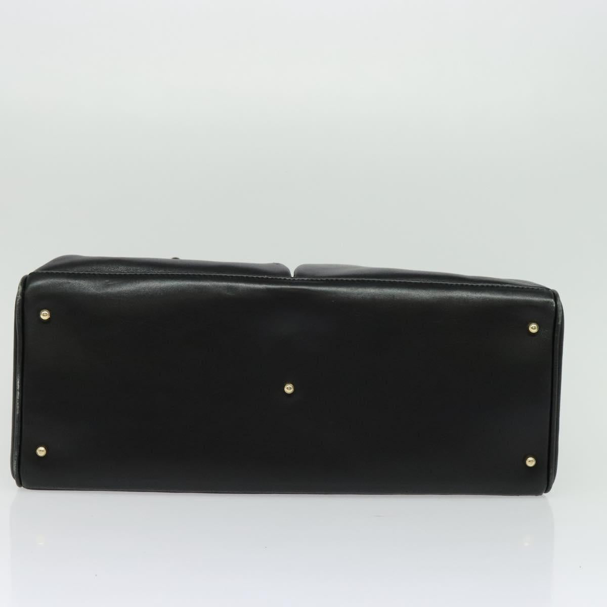 GUCCI Bamboo Hand Bag Leather 2way Black Gold 002 2855 0322 0 Auth bs28647