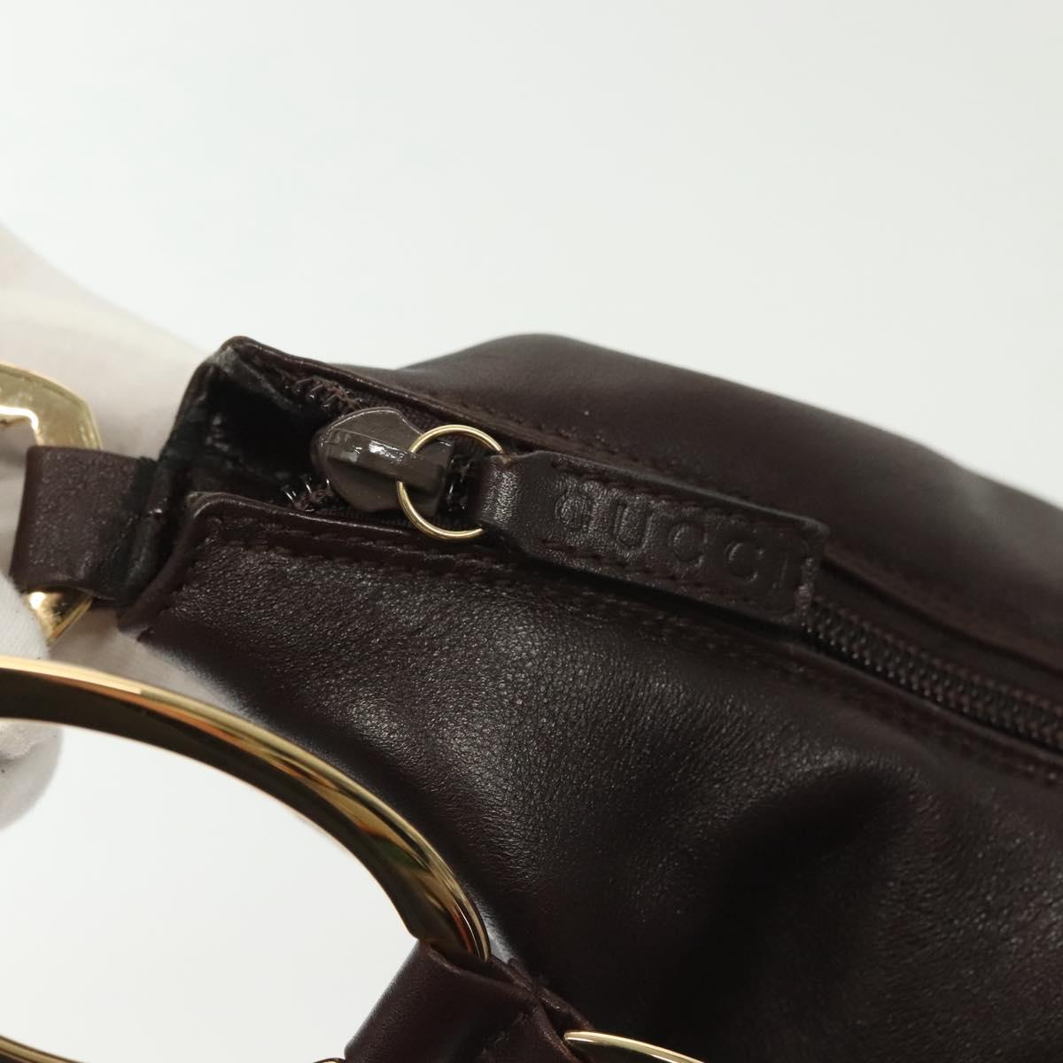 GUCCI Shoulder Bag Leather Brown Gold 001 1998 1805 Auth bs28648