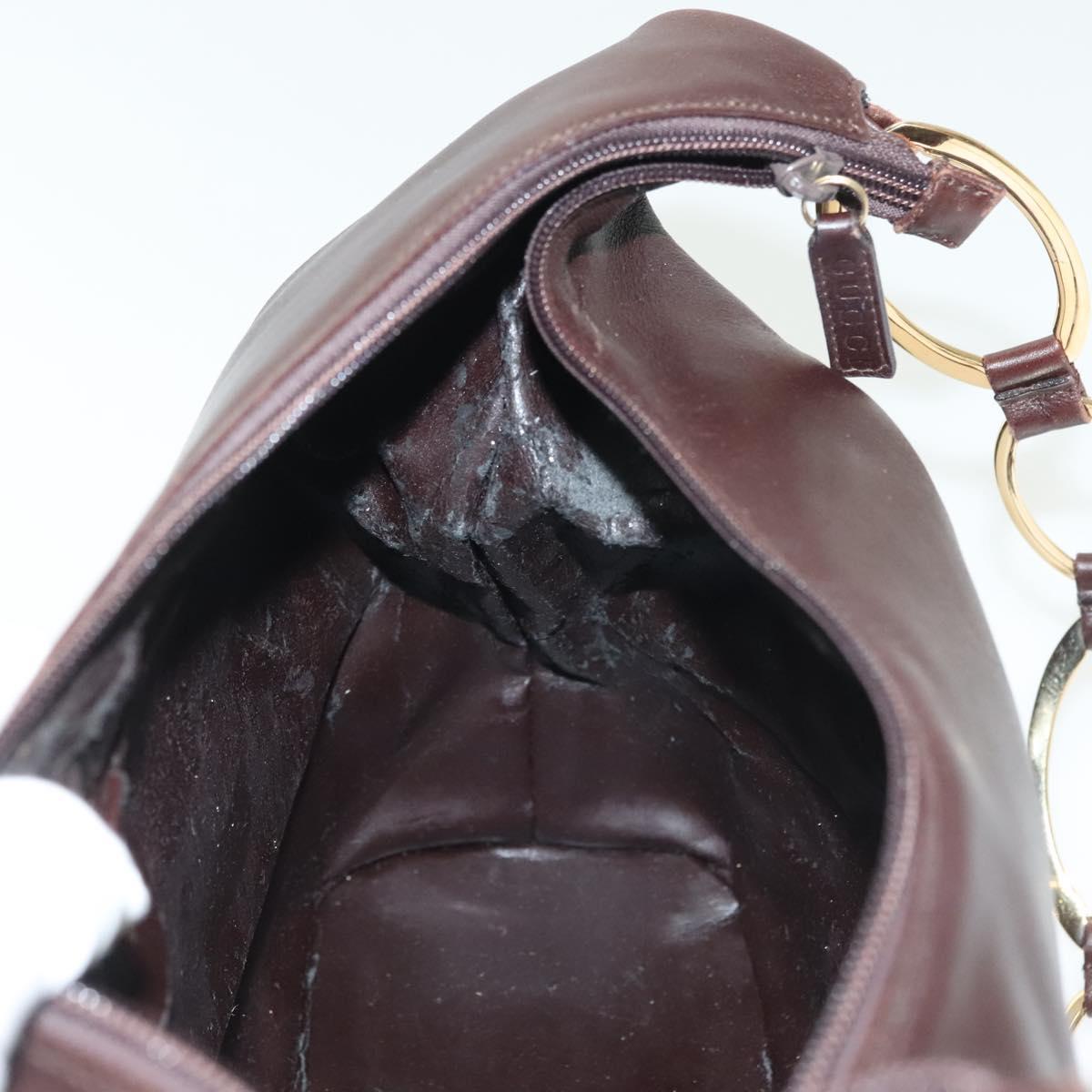 GUCCI Shoulder Bag Leather Brown Gold 001 1998 1805 Auth bs28648