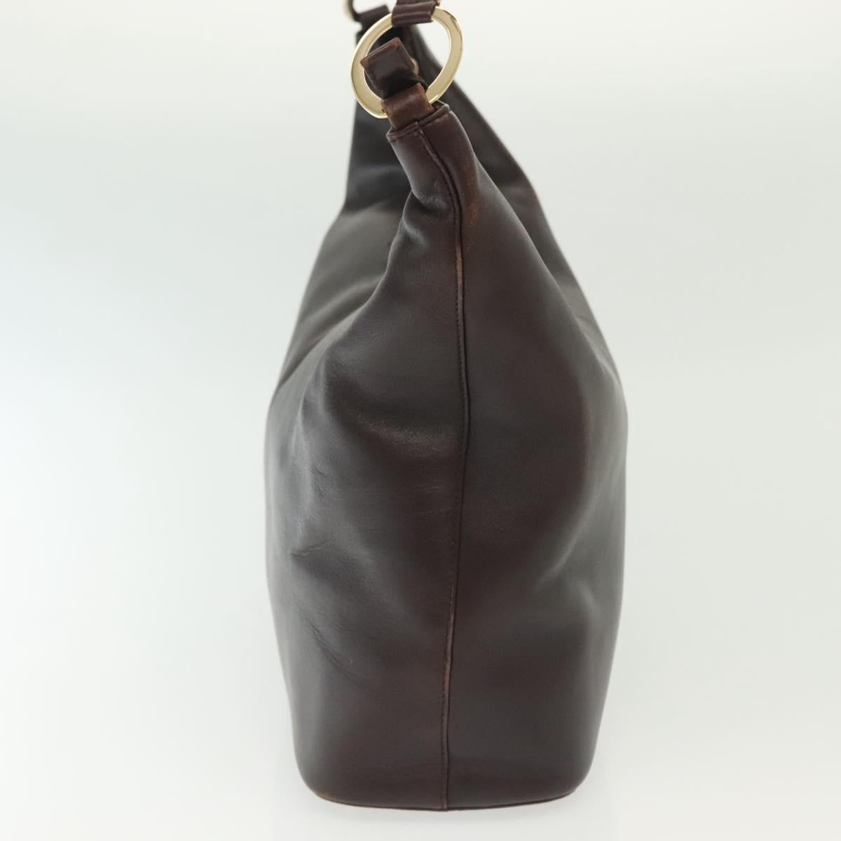 GUCCI Shoulder Bag Leather Brown Gold 001 1998 1805 Auth bs28648