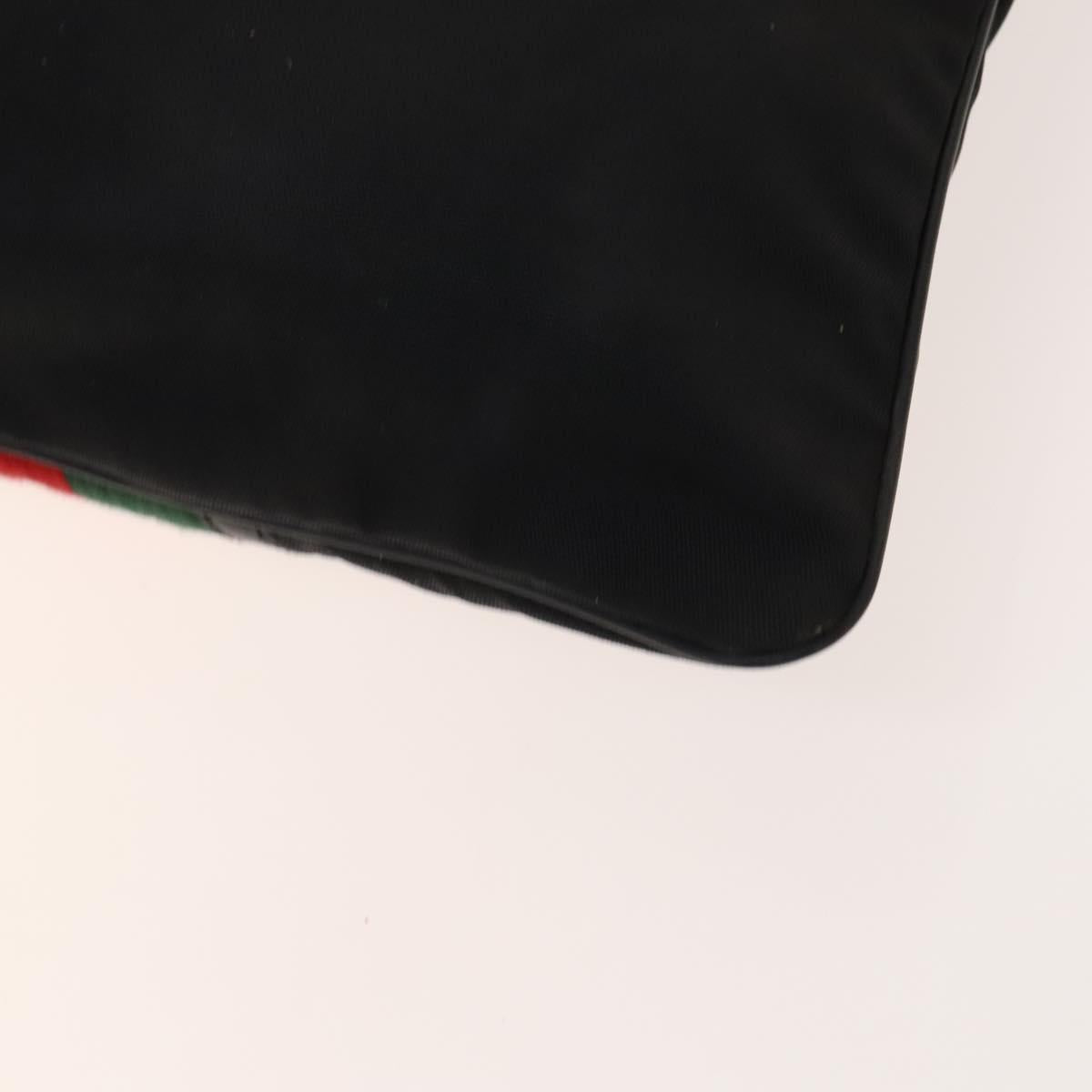 GUCCI Web Sherry Line Shoulder Bag Nylon Black Auth bs28651