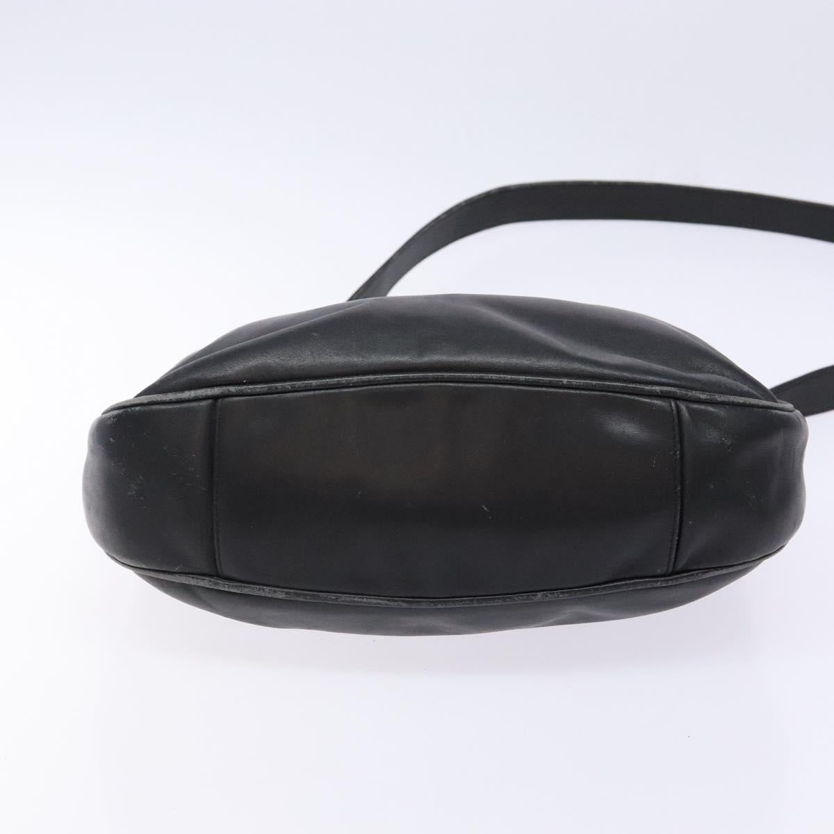 GUCCI Bamboo Hand Bag Leather 2way Black Gold 001 1781 1638 Auth bs28653