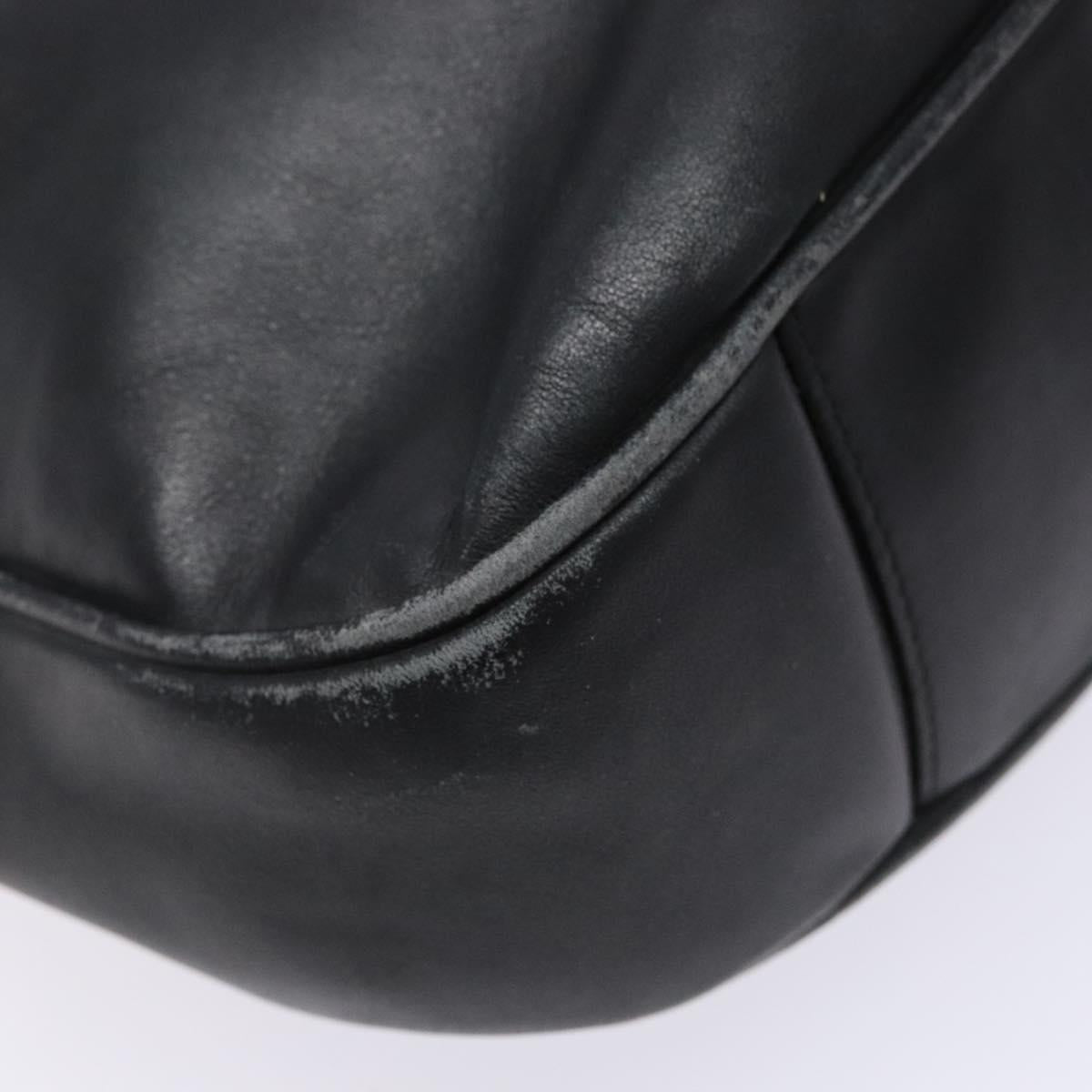 GUCCI Bamboo Hand Bag Leather 2way Black Gold 001 1781 1638 Auth bs28653