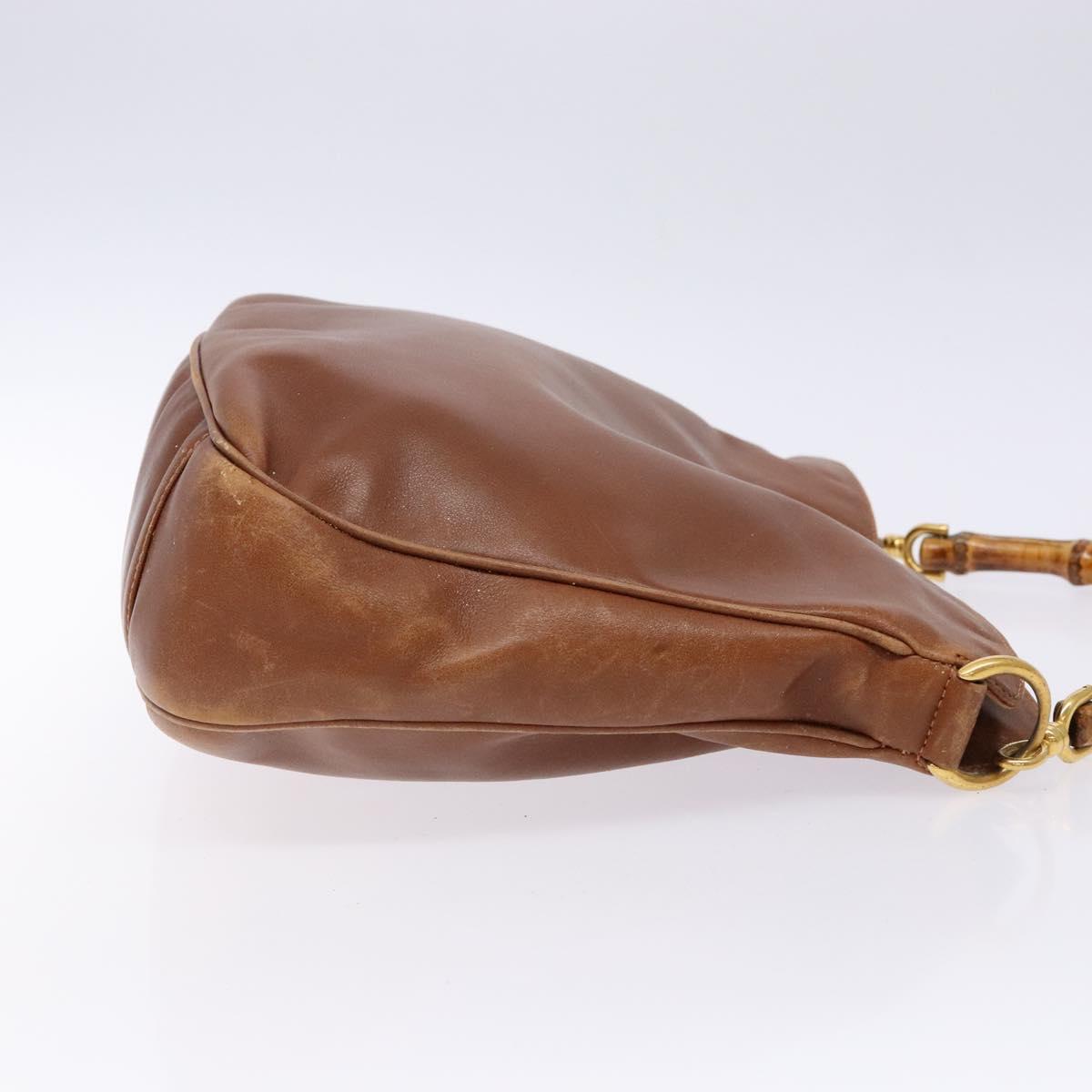 GUCCI Bamboo Hand Bag Leather Brown Gold 001 1705 1638 Auth bs28654