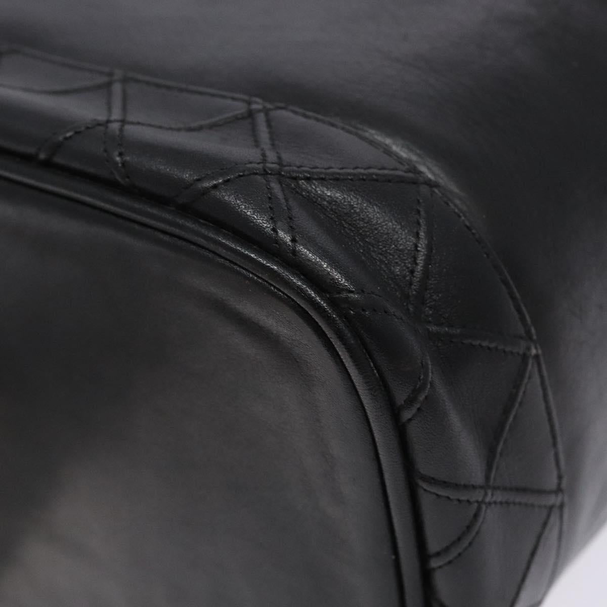 CHANEL Bicolore Vanity Hand Bag Lamb Skin Black Gold CC Auth bs28655