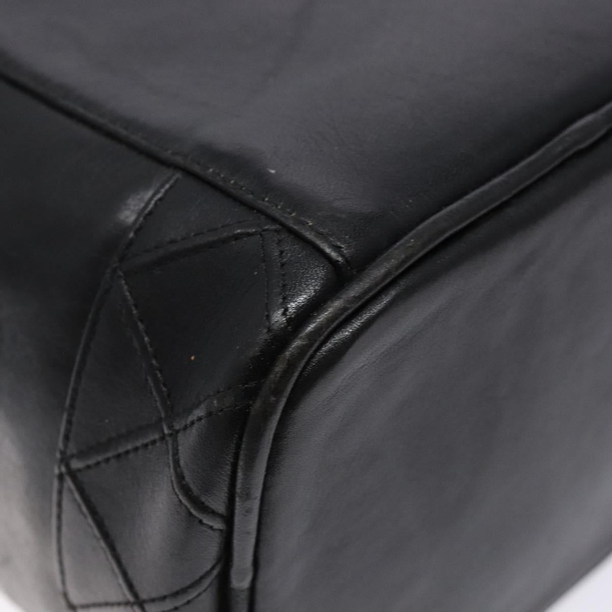 CHANEL Bicolore Vanity Hand Bag Lamb Skin Black Gold CC Auth bs28655