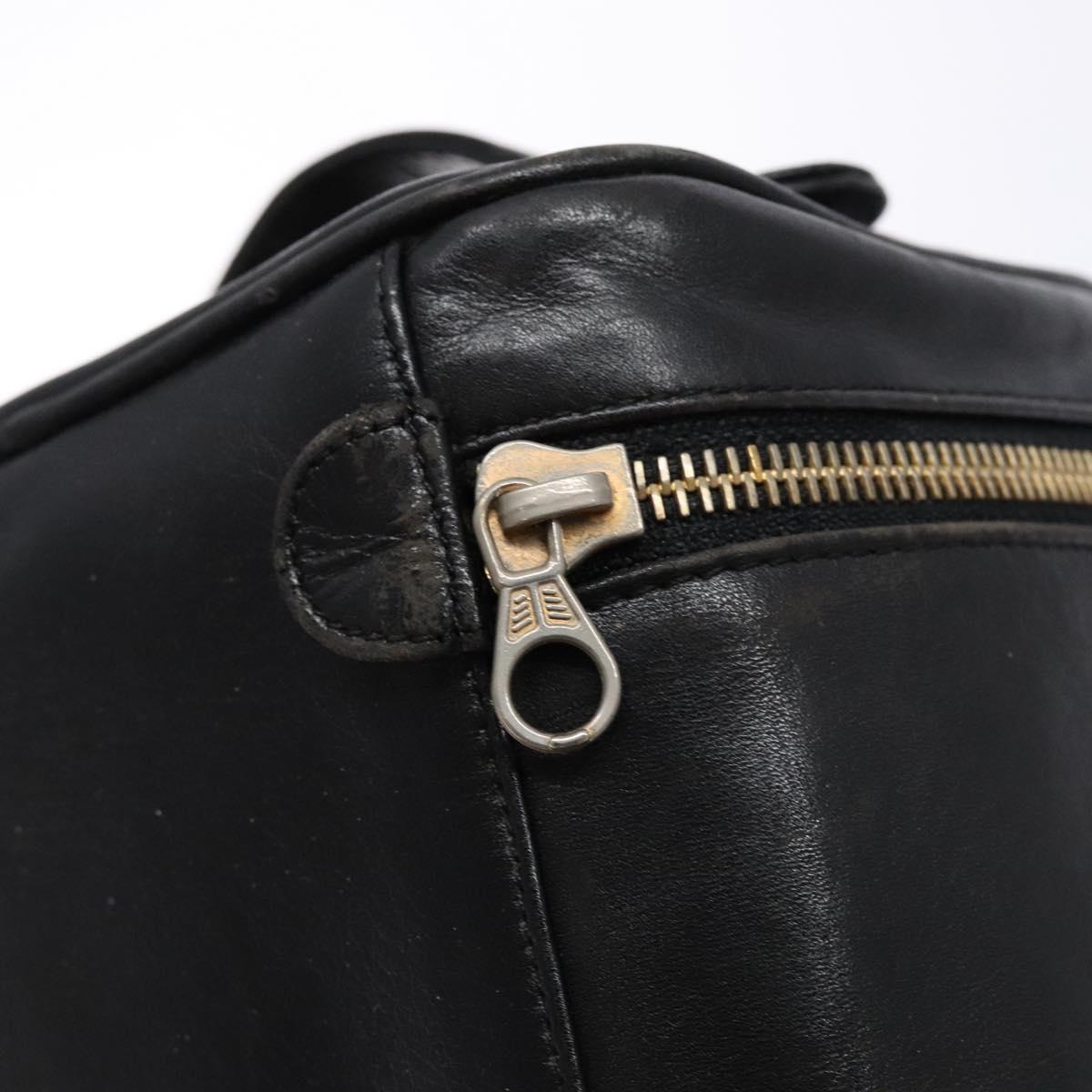 CHANEL Bicolore Vanity Hand Bag Lamb Skin Black Gold CC Auth bs28655