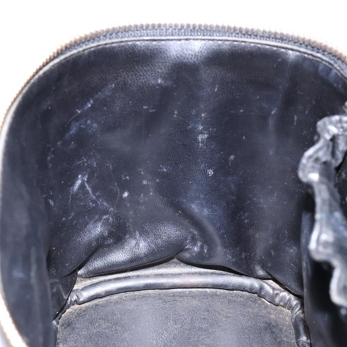 CHANEL Bicolore Vanity Hand Bag Lamb Skin Black Gold CC Auth bs28655