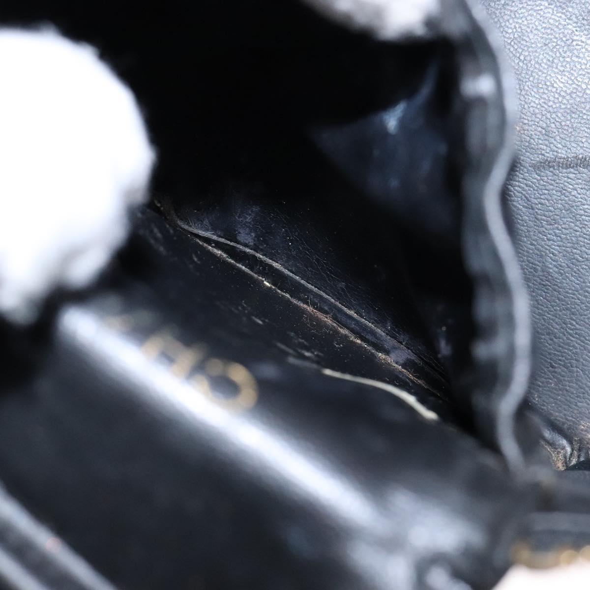 CHANEL Bicolore Vanity Hand Bag Lamb Skin Black Gold CC Auth bs28655