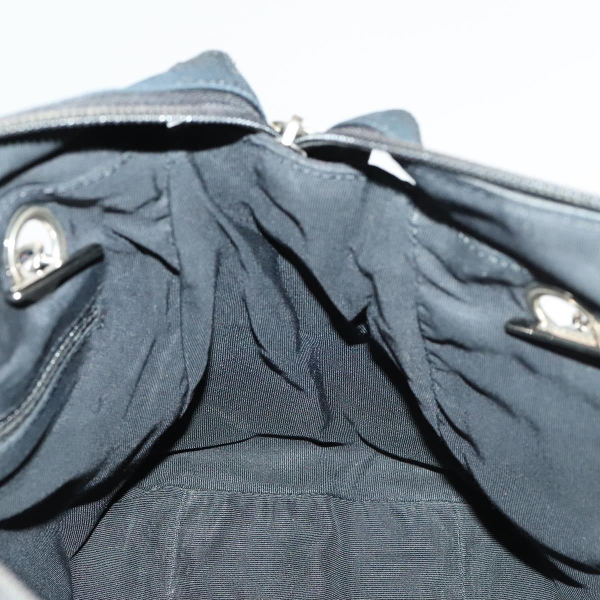 CHANEL Chain Shoulder Bag Enamel Nylon Black Silver CC Auth bs28658