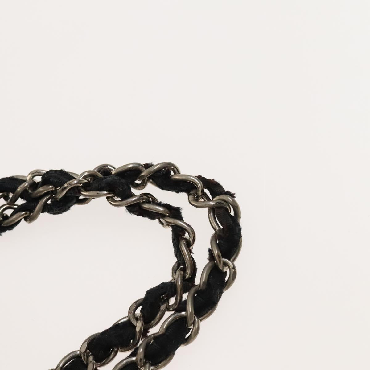 CHANEL Chain Shoulder Bag Enamel Nylon Black Silver CC Auth bs28658