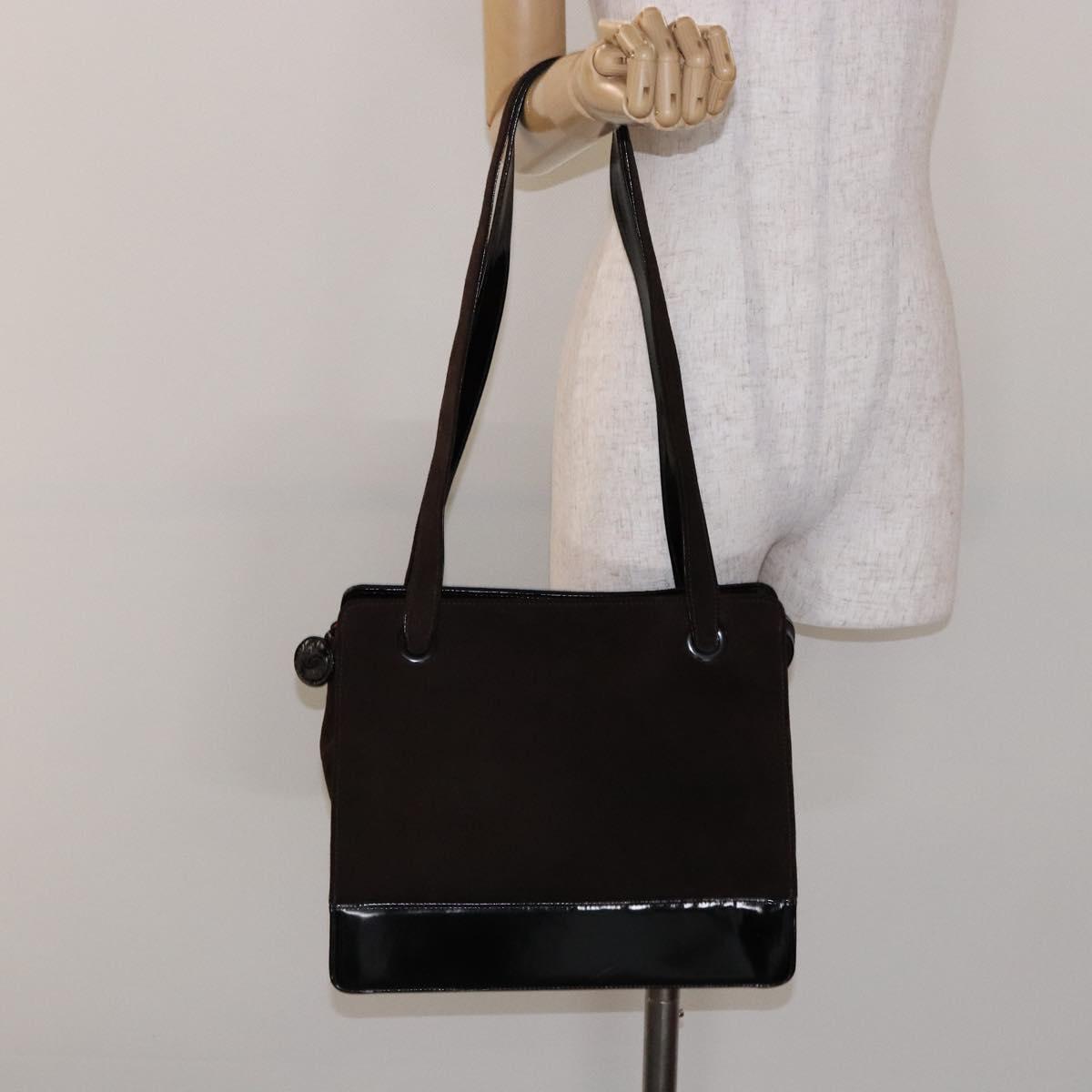 CHANEL Tote Bag Suede Brown CC Auth bs28665