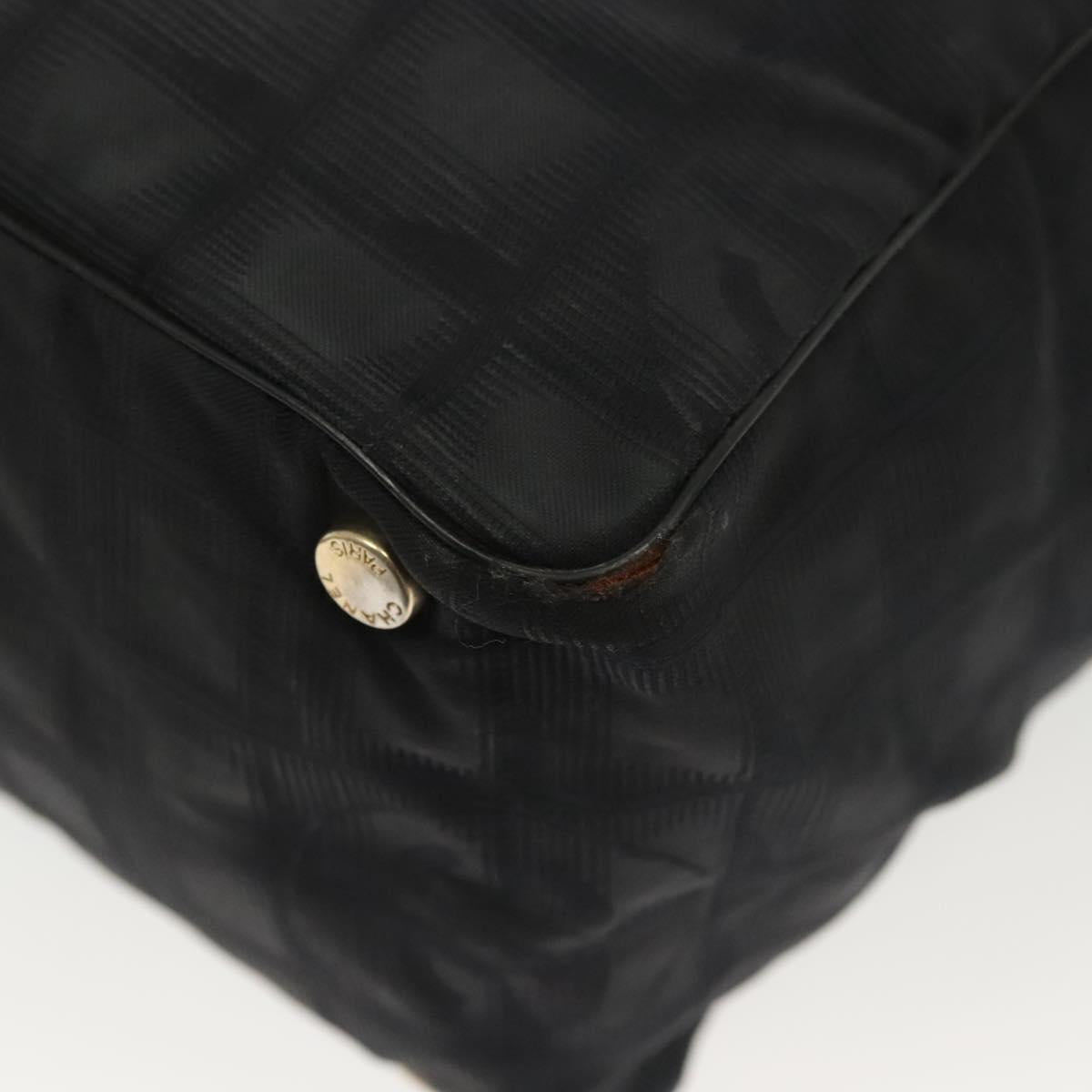 CHANEL New Travel Line Tote Bag Nylon Black gold CC Auth bs28674