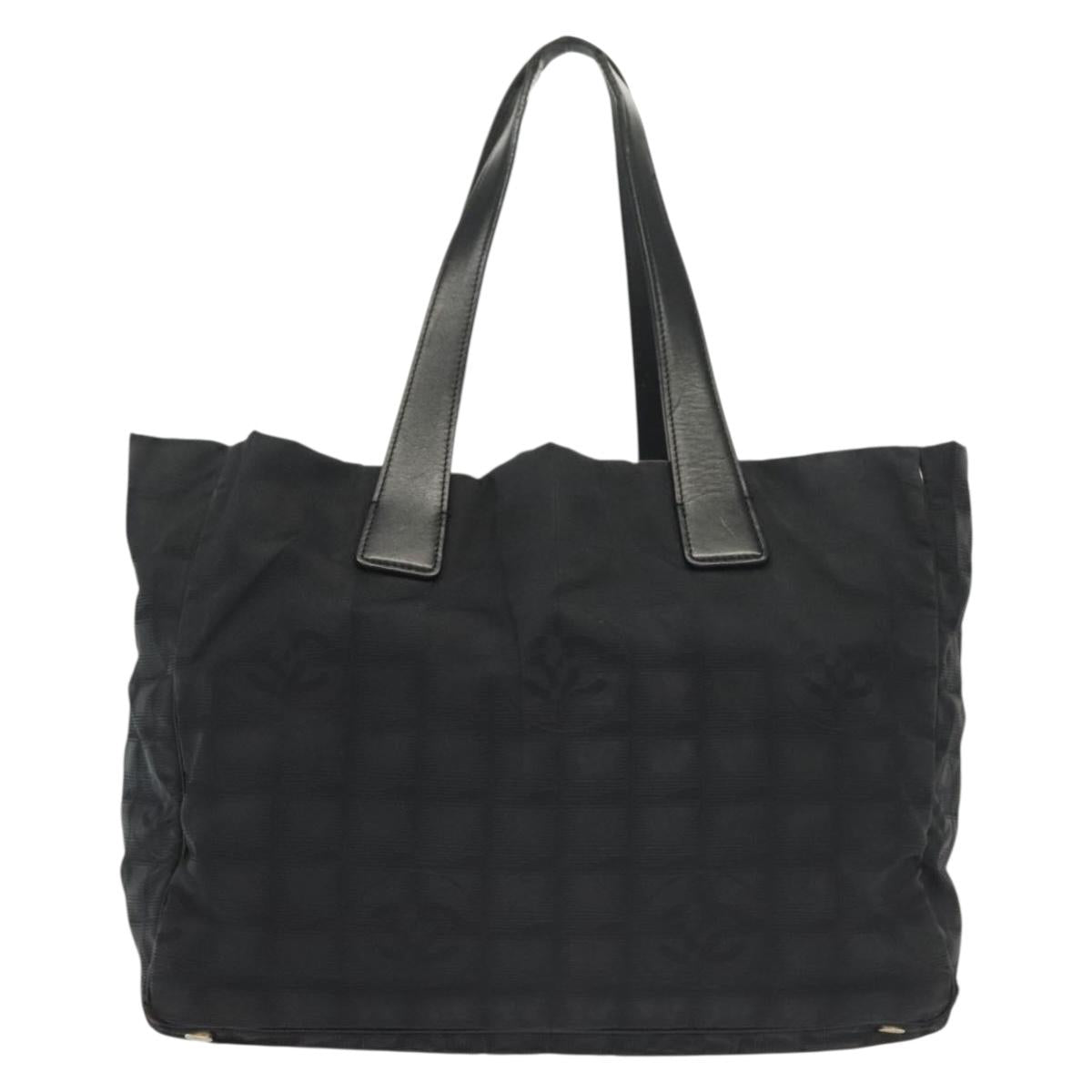CHANEL New Travel Line Tote Bag Nylon Black gold CC Auth bs28674