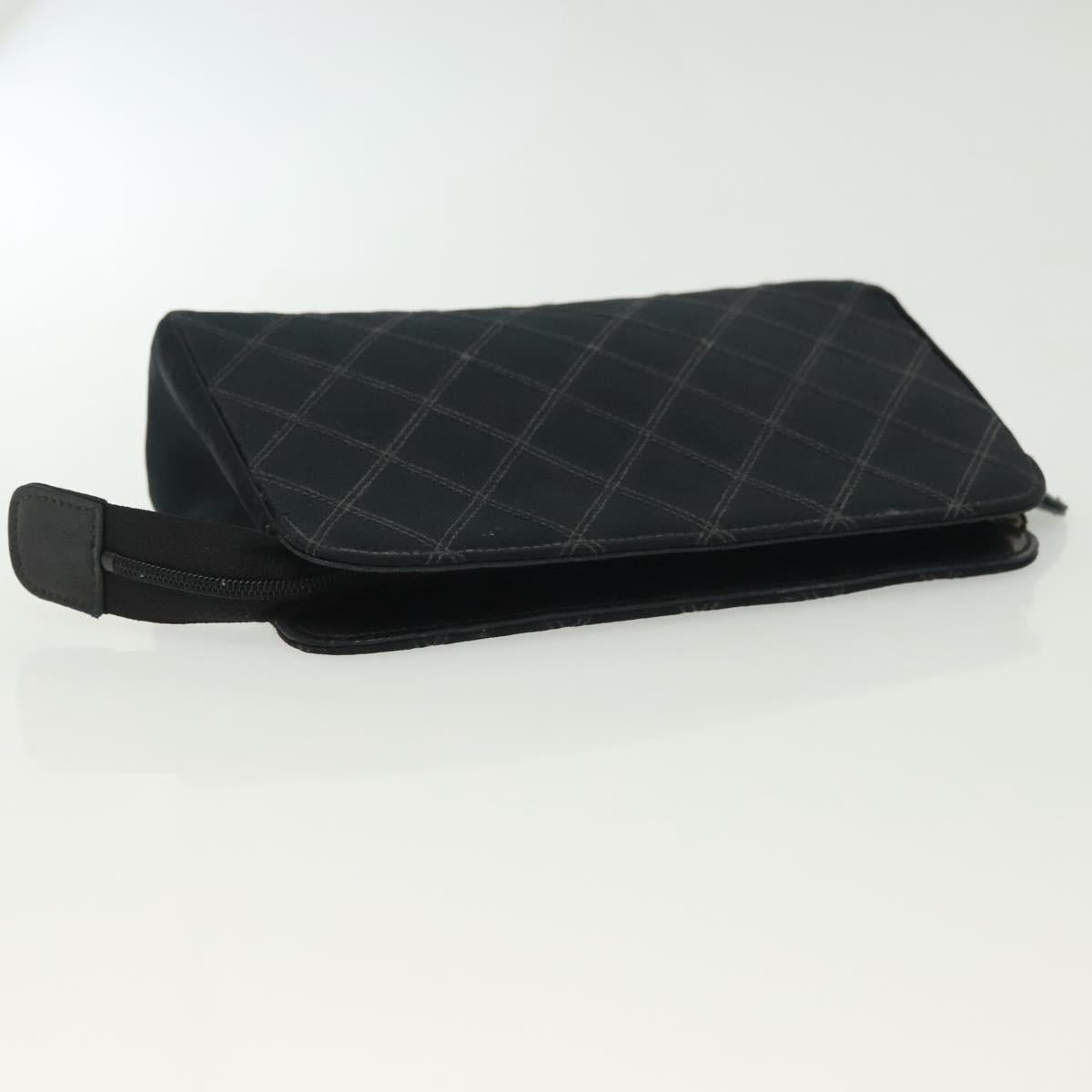 CHANEL Bicolore Pouch Satin Black CC Auth bs28678