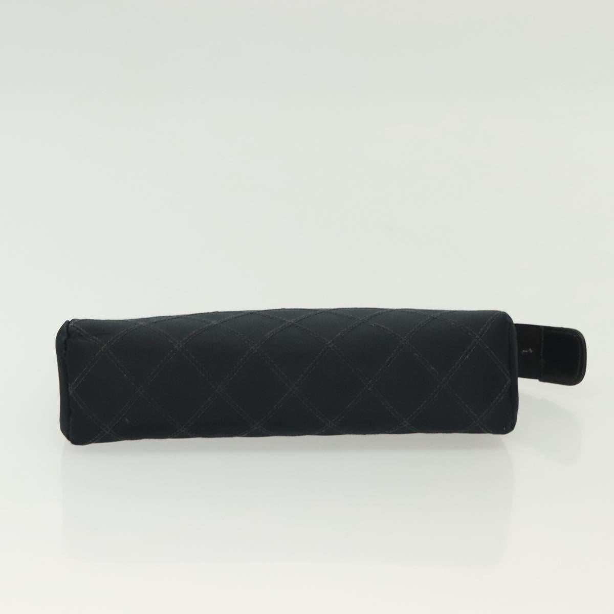 CHANEL Bicolore Pouch Satin Black CC Auth bs28678
