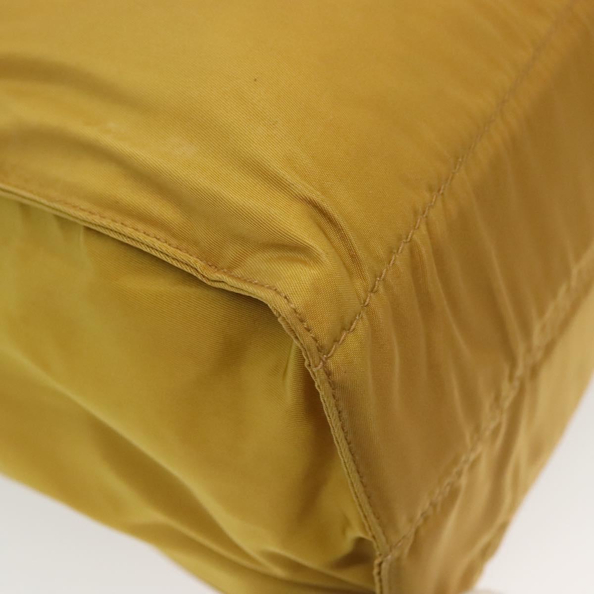 PRADA Tote Bag nylon metal Yellow Gold Auth bs28687