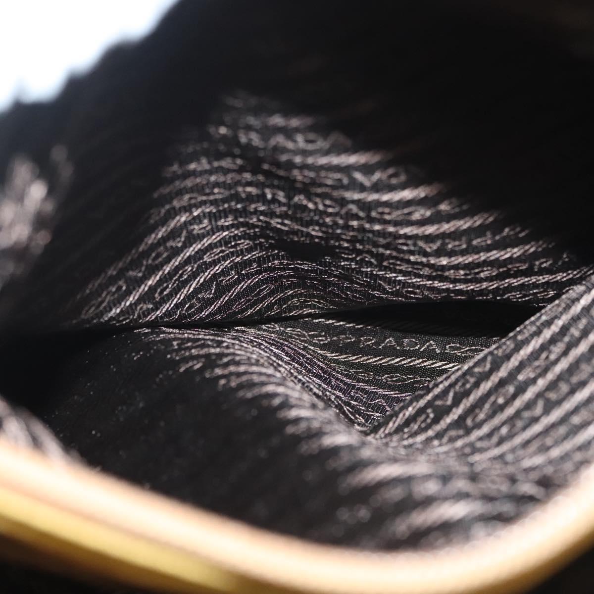 PRADA Tote Bag nylon metal Yellow Gold Auth bs28687