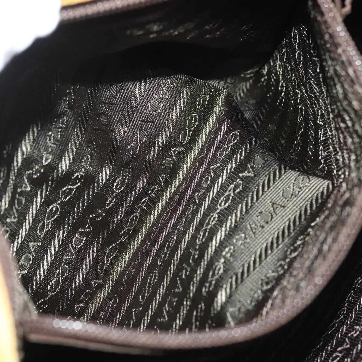 PRADA Tote Bag nylon metal Yellow Gold Auth bs28687