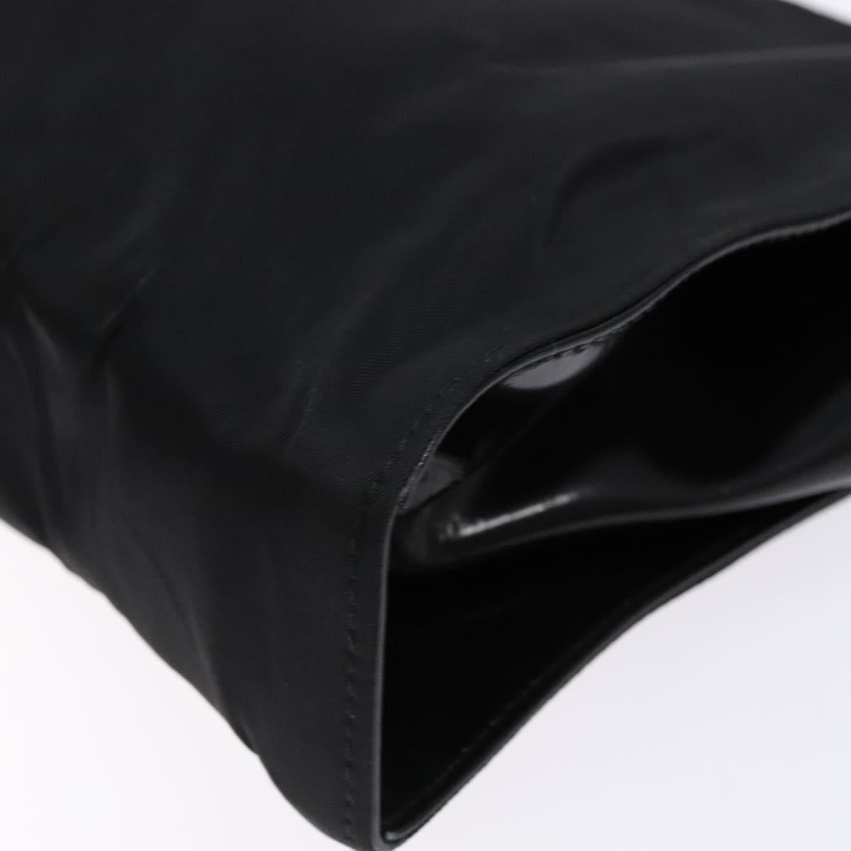 PRADA Shoulder Bag Nylon Enamel Black Silver Auth bs28691