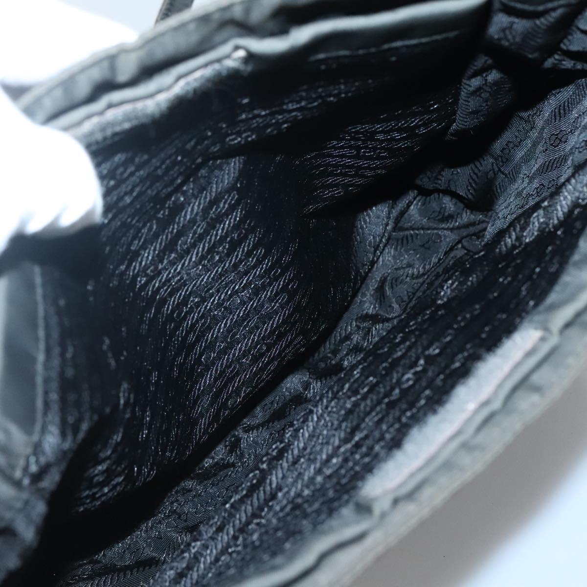 PRADA Tote Bag Nylon Khaki Silver Auth bs28692