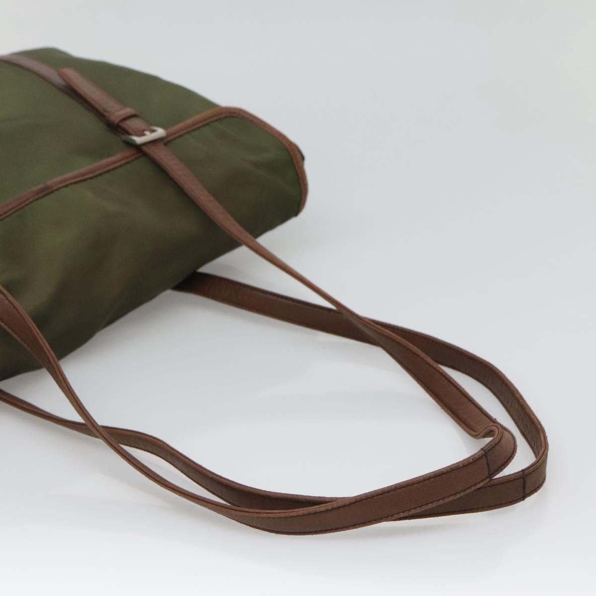 PRADA Tote Bag nylon metal Yellow Gold Auth bs28696