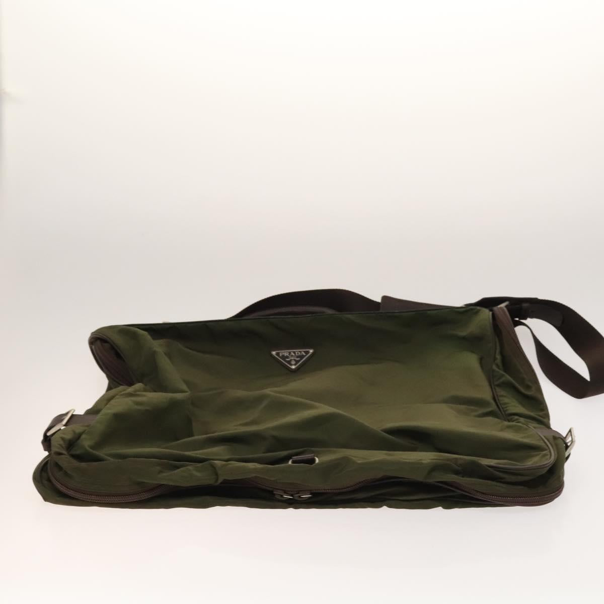 PRADA Garment Cover Nylon Khaki Silver Auth bs28697
