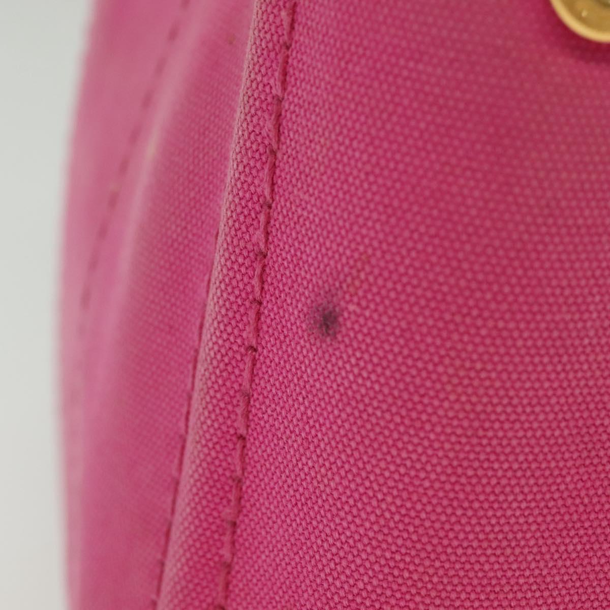 PRADA Canapa PM Hand Bag Canvas Pink Gold Auth bs28699