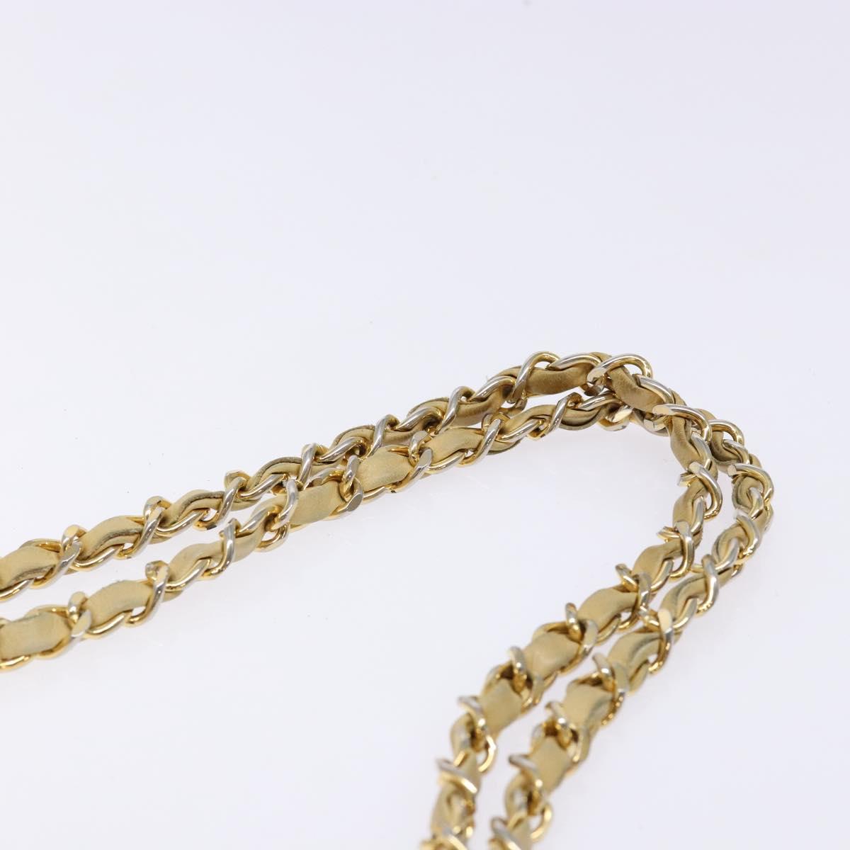 CHANEL Matelasse Chain Shoulder Bag Lamb Skin Beige Gold CC Auth bs28703