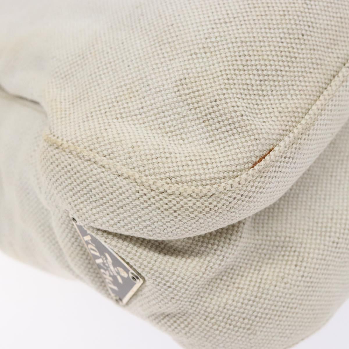 PRADA Shoulder Bag Canvas Leather Silver White Auth bs28706
