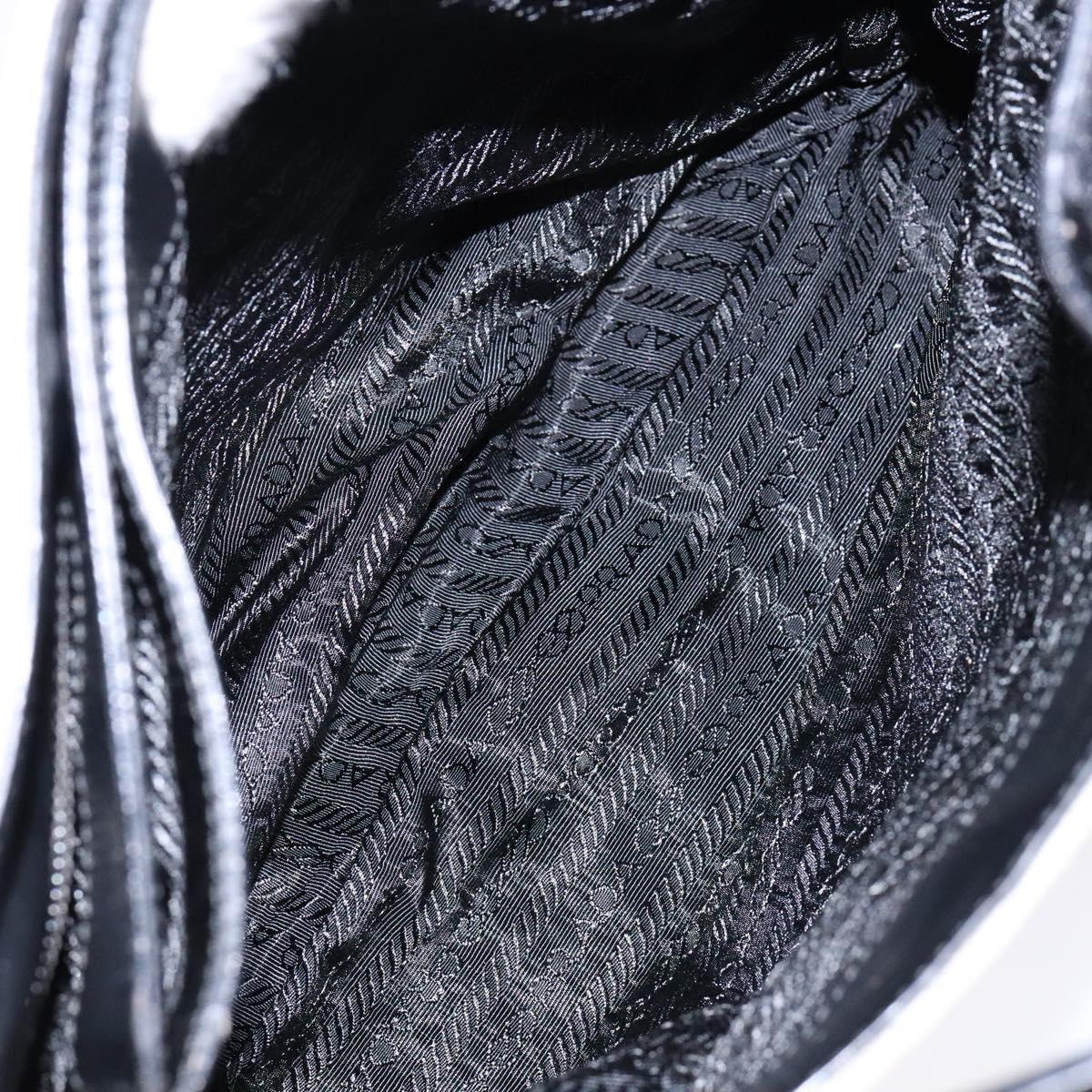 PRADA Shoulder Bag Canvas Leather Silver White Auth bs28706